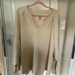 Beige American Eagle outfitters Waffle Knit Sweater
